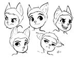  2017 alec8ter anthro black_and_white blush cassidy_(alec8ter) cat cute_fangs expression_sheet feline frown inner_ear_fluff male mammal monochrome open_mouth open_smile signature simple_background smile solo white_background 