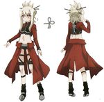  1girl archer archer_(cosplay) back blonder_hair fate/kaleid_liner_prisma_illya fate_(series) female full_body illyasviel_von_einzbern long_hair navel official_art short_shorts shorts solo waist_cape white_background yellow_eyes 