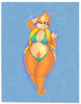 2019 anthro anthrofied bikini boiful breasts clothing digital_media_(artwork) female floatzel mammal mustelid nintendo pok&eacute;mon pok&eacute;mon_(species) simple_background smile solo swimsuit video_games wide_hips 