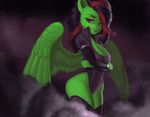  2014 absurd_res anthro clothing dclzexon equine fan_character feathered_wings feathers female hair hi_res looking_at_viewer mammal multicolored_hair my_little_pony pegasus red_eyes solo two_tone_hair wings 