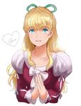  1girl blonde_hair blue_eyes breasts claire_bennett dress long_hair open_mouth ribbon tales_of_(series) tales_of_rebirth 