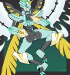  2026 after_orgasm armor bandai_namco blush bodily_fluids breath claws colored_cum cum cum_on_penis cum_on_self digimon digimon_(species) digimon_liberator digital_drawing_(artwork) digital_media_(artwork) erection feathers feet genital_fluids genitals green_background green_body green_feathers half-closed_eyes hand_on_own_penis hand_on_penis hi_res horn leaning leaning_backward lying machine male mask mechanical_penis metal_penis narrowed_eyes on_back penis riflesniper robot robot_anthro simple_background sitting small_waist solo spread_legs spreading talons toes unusual_bodily_fluids unusual_cum unusual_genital_fluids wings zephagamon 