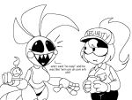 anthro avian bib bird chatting chica_(fnaf) chicken clothing cupcake cupcake_(fnaf) dialogue duo female five_nights_at_freddy's five_nights_at_freddy's_2 five_nights_at_frickbear's_(series) five_nights_at_frickbear's_3 food galliform human lunch mammal panties phasianid r1z0to robot_anthro sandwich_(food) scottgames sketch toy_chica_(fnaf) underwear vanessa_(fnaf)