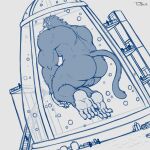 absurd_res anthro butt containment_tube dragon_ball dragon_ball_z hi_res laboratory laboratory_equipment macro male mammal monochrome nude oozaru primate rear_view saiyan scientific_instrument solo tail teaselbone unconscious_male