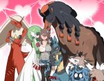 5_fingers ambiguous_gender anthro big_breasts black_body black_fur blaziken blue_body blue_eyes blue_fur blush bottomwear breasts brown_hair censored clothed clothed_female clothed_human clothing female female_human feral fingers front_view fur gardevoir generation_1_pokemon generation_3_pokemon generation_4_pokemon generation_7_pokemon genitals grey_clothing group hair human humanoid_hands legwear lucario lycanroc male mammal midday_lycanroc mudsdale nintendo nipple_outline penis penis_grab pokemon pokemon_(species) red_eyes standing tangela tango_(pixiv) topwear white_clothing