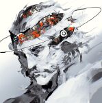  1boy chinese_commentary commentary_request disco_elysium facial_hair gameplay_mechanics gradient_background grey_background grey_theme harry_du_bois highres limited_palette male_focus mimulishizi mustache mutton_chops solo upper_body white_background white_theme 