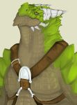  anthro blizzard_entertainment brown_leather dracthyr dragon european_mythology green_body green_eyes green_plates green_scales harness hi_res horn looking_at_viewer male mythological_creature mythological_scalie mythology plate scales scalie simple_background solo warcraft western_dragon ysulyan ysulyan_(ysulyan) 