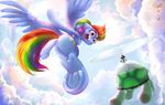  2017 ambiguous_gender cloud cutie_mark duo equine feral flying friendship_is_magic hair mammal multicolored_hair multicolored_tail my_little_pony outside phuocthiencreation rainbow_dash_(mlp) rainbow_hair rainbow_tail reptile scalie sky tank_(mlp) tortoise turtle 