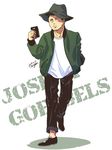  bad_pixiv_id bucket_hat cellphone character_name commentary_request dated full_body green_jacket hand_in_pocket hat highres jacket joseph_goebbels pants phone real_life sadawo_ver3 signature smartphone solo walking 