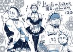  absurdres alternate_costume apron backless_dress backless_outfit bad_id bad_pixiv_id bald benito_mussolini commentary_request crossdressing dress enmaided highres maid maid_headdress newspaper real_life sadawo_ver3 short_dress translation_request waist_apron 
