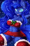  2014 absurd_res anthro anthrofied blue_eyes christmas clothed clothing equine female friendship_is_magic hair hi_res holidays horn long_hair mammal my_little_pony navel outside princess_luna_(mlp) pussy snow snowing solo unicorn zodiacnicola 