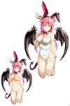  absurdres animal_ears arm_at_side asmodeus_(the_seven_deadly_sins) bangs bare_shoulders black_wings blue_eyes bow bowtie breasts breasts_apart bunny_ears bunny_girl bunnysuit closed_mouth demon_girl demon_horns demon_tail demon_wings detached_collar eyebrows_visible_through_hair fake_animal_ears fishnet_legwear fishnets full_body garter_straps gloves groin hair_between_eyes hand_up heart_cutout highres horns index_finger_raised kneeling large_breasts long_hair looking_at_viewer navel nipples nishii_(nitroplus) nitroplus nude official_art page_number partly_fingerless_gloves pink_bow pink_hair pink_neckwear pointing pointing_at_self pointy_ears scan shoes simple_background smile solo stomach tail the_seven_deadly_sins thighhighs white_background white_footwear white_gloves white_legwear wings 