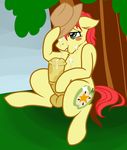  /d/non 2017 animal_genitalia animal_penis balls bright_mac_(mlp) cowboy_hat cum cum_on_body cutie_mark earth_pony equine equine_penis erection feral friendship_is_magic grass green_eyes hair hat horse male mammal my_little_pony outside penis pony solo tree 