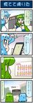  4koma artist_self-insert blue_eyes blue_hair bus cellphone comic commentary day detached_sleeves frog_hair_ornament from_behind google_maps green_eyes green_hair ground_vehicle hair_ornament highres iphone kochiya_sanae long_hair mizuki_hitoshi motor_vehicle multiple_girls outdoors phone pointing real_life_insert short_hair smartphone snake_hair_ornament sweat tatara_kogasa touhou translated 