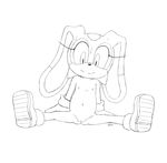  anthro blush clothing cream_the_rabbit cub excito female footwear gloves lagomorph mammal monochrome navel nipples presenting pussy rabbit shoes simple_background sitting smile solo sonic_(series) spreading sweat whiskers young 