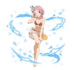  ;q barefoot bikini breasts cleavage collarbone flower food front-tie_top full_body hair_flower hair_ornament hand_on_own_knee holding holding_food ice_cream leaning_forward legs lisbeth lisbeth_(sao-alo) looking_at_viewer medium_breasts navel official_art one_eye_closed pink_hair red_bikini red_eyes sarong see-through short_hair side-tie_bikini solo standing swimsuit sword_art_online sword_art_online:_code_register thigh_gap tongue tongue_out transparent_background white_flower 