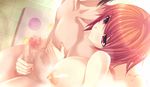  ane_to_osananajimi_wa_naka_ga_ii!_~_ninben_tsuitenaishi animated animated_gif breasts censored game_cg handjob heavy_breathing nipples nude red_hair short_hair wet 
