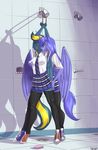  absurd_res bdsm bolterdash bondage bound clothing duo equine fan_character female hi_res horn legwear mammal mariah_wolves my_little_pony pegasus school_uniform shower siberwar stockings uniform winged_unicorn wings 