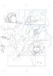  1girl after_sex cum cum_in_pussy cum_string hetero highres holding_hands kiss lying mating_press monochrome norakura_(nr_kura) on_back original penis short_hair sketch spread_legs 