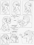  anthro black_and_white canine clothed clothing comic crying dialogue disney duo english_text female fox fur hi_res judy_hopps lagomorph male mammal monochrome nick_wilde rabbit sprinkah tears text zootopia 