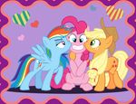  applejack_(mlp) equine female friendship_is_magic group horse kissing mammal my_little_pony pegasus pinkie_pie_(mlp) pony rainbow_dash_(mlp) scruffytoto wings 
