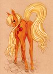  anatomically_correct anatomically_correct_pussy animal_genitalia animal_pussy anus applejack_(mlp) blonde_hair cutie_mark earth_pony equine equine_pussy female feral freckles friendship_is_magic fuchs fur green_eyes hair hi_res horse long_hair long_vulva looking_at_viewer looking_back mammal mane my_little_pony orange_fur pony pussy raised_tail rear_view signature smile solo 