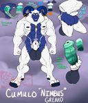  2017 abs animal_genitalia anthro balls blue_eyes blue_penis blue_skin butt caprine cumulo erection fist grin hair horn hungothenomster looking_at_viewer male mammal markings model_sheet muscular nipples penis piercing pubes sharp_teeth sheath short_tail smile solo standing teeth tongue tongue_out white_hair white_skin 