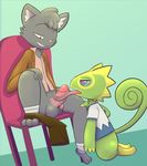  anthro balls bottomless clothed clothing duo erection feline fellatio hi_res inside kecleon lee_the_kec long_tongue male mammal neko3240 nintendo oral partially_clothed penis pok&eacute;mon saliva sex shirt simple_background tongue tongue_out tonguejob video_games 