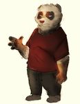  2017 anthro barefoot bear clothed clothing disney fan_character frown male mammal panda simple_background solo sprinkah sprinkah_(character) standing waving white_background zootopia 
