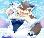  canine clothed clothing crossdressing crown dog dress gloves idol jewelry male mammal moritaka necklace slightly_chubby solo tiara tokyo_afterschool_summoners 