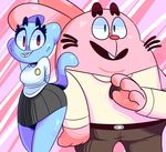  4_fingers anthro blue_fur cartoon_network cat clothed clothing father feline female flutteringpie fur huge_hips husband lagomorph male mammal mature_female mature_male mother nicole_watterson parent pink_fur rabbit richard_watterson skirt the_amazing_world_of_gumball whiskers wife 