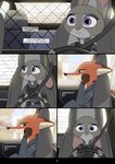  2017 anthro belt bulletproof_vest canine car clothed clothing comic disney driving duo english_text female fox inside_car judy_hopps lagomorph male mammal nick_wilde police_car police_uniform rabbit seatbelt text uniform utility_belt vehicle yitexity zootopia 