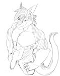  anthro discordnight hi_res male mammal muscular penis sergal sex simple_background tan5551 