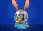  2016 anthro disney female fur judy_hopps lagomorph mammal purple_eyes quirky-middle-child rabbit simple_background snow_globe solo text zootopia 