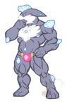  2017 3_toes 4_fingers abs anthro anthrofied barazoku beard biceps blue_eyes body_hair bulge butler carbink chest_hair clothed clothing crystal facial_hair gem kingdomheartskeeper kingdomxathers long_ears male manly mature_male mineral_fauna muscular muscular_male nintendo nipples piercing pok&eacute;mon pok&eacute;morph pompadour simple_background solo standing swimsuit toes topless underwear video_games white_background 
