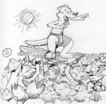  chain collar crowdsurfing leafdog low_res male mammal monochrome mustelid otter traditional_media_(artwork) 