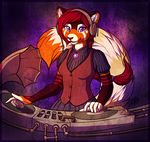  2013 5_fingers anthro breasts clothed clothing ear_piercing female hair mammal neotheta piercing purple_eyes red_hair red_nose red_panda smile solo 