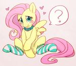  &lt;3 ? blush clothing collar equine feathered_wings feathers female feral fluttershy_(mlp) friendship_is_magic fur hair hooves legwear mammal my_little_pony pegasus pink_hair radioscope shy smile socks solo stripes wings yellow_feathers yellow_fur 