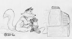  barely_visible_genitalia bdsm canine chain collar fox gaming handcuffs leafdog male mammal monochrome penis shackles sketch television traditional_media_(artwork) video_games 