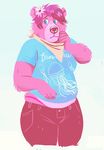  2017 austin_(night_physics) bandanna bear blush clothing crossgender dramamine facial_piercing female flower jeans jellyfish mammal marine pants piercing plant shirt shy simple_background slightly_chubby solo underwear white_background 