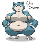  2017 anthro areola big_breasts breasts erect_nipples female huge_breasts navel nintendo nipples nude overweight pok&eacute;mon pussy smile snorlax solo thebrave video_games 