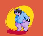  black_hair breasts cat catty_(undertale) clothing feline female grindavikbydaylight hair mammal overweight simple_background solo undertale video_games wide_hips 