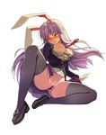  absurdres animal_ears anus areolae arm_support bad_id bad_pixiv_id bar_censor black_footwear blazer blush bow bra breasts bunny_ears censored ddism highres jacket legs loafers long_hair medium_breasts necktie nipples no_panties purple_hair pussy reisen_udongein_inaba shirt shoes sitting skirt spread_legs teeth thighhighs thighs torn_bra torn_clothes torn_shirt torn_skirt touhou underwear white_background white_shirt yellow_eyes 
