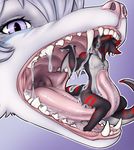  canine drooling fangs fox gums invalid_color macro mammal micro open_mouth predator prey saliva slick soft_vore strawberrycucumber teeth tongue tongue_sitting vore 