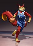  2012 asterionblazing athletic ball basketball basketball_(ball) basketball_court basketball_uniform blue_clothing buckteeth cheek_tuft claws clothed clothing countershade_face countershade_torso countershading digital_drawing_(artwork) digital_media_(artwork) dipstick_tail ear_tuft english_text fba feet fingerless_(marking) fluffy fluffy_tail front_view full-length_portrait fur giant_squirrel gloves_(marking) head_tuft holding_ball humanoid_feet humanoid_hands indian_flag indian_giant_squirrel long_tail looking_away male mammal markings moby_(jaggers) multicolored_tail photo_background pink_eyes portrait raised_leg red_fur red_nose reverse_countershading rodent shirt shorts socks_(marking) solo sportswear squirrel tank_top teeth text toeless_(marking) tuft walking watermark white_claws white_countershading white_fur yellow_countershading yellow_fur 