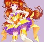  absurdres amanogawa_kirara bare_shoulders choker cure_twinkle earrings gloves go!_princess_precure highres jewelry long_hair looking_at_viewer magical_girl md5_mismatch multicolored_hair orange_hair precure purple_eyes red_hair simple_background solo star star_earrings thighhighs twintails two-tone_hair white_gloves yupiteru 