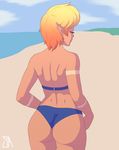  2017 absurd_res bikini butt clothing cyclops eyes_closed female hair hi_res humanoid not_furry pointy_ears rear_view short_hair solo souladdicted swimsuit viviana_(souladdicted) 