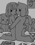  anthro asriel_dreemurr bed caprine chara_(undertale) child cub cute female fur goat hand_on_chest holding_(disambiguation) human human_on_anthro interspecies kneeling male male/female mammal monster nude semi undertale video_games white_fur young 