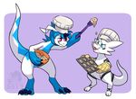  blue_hair chibi cookie cute dragon feral food hair minnow_(character) sifyro_(character) skdaffle slightly_chubby 