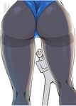  1girl ass black_legwear blue_leotard blush_stickers cameltoe close-up commentary_request from_behind highres izayoi_sakuya kneepits leotard lower_body out_of_frame pantyhose tajima_yuuki thighband_pantyhose touhou white_background 